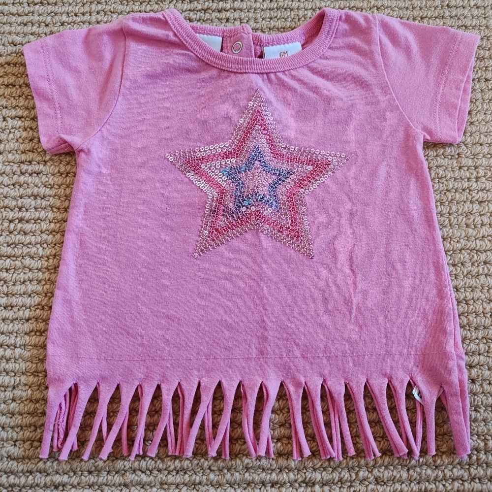 Truly Scrumptious by Heidi Klum - 6mo Pink Star Fringe Kids Shirt